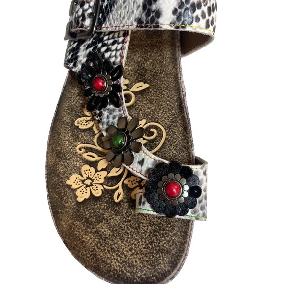 LArtiste Spring Step Kindness Sandals Snake Print Floral Design Leather Size 38 - Picture 4 of 12